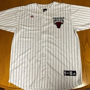 White, black and red Chicago Bulls Derrick Rose Baseball Jersey